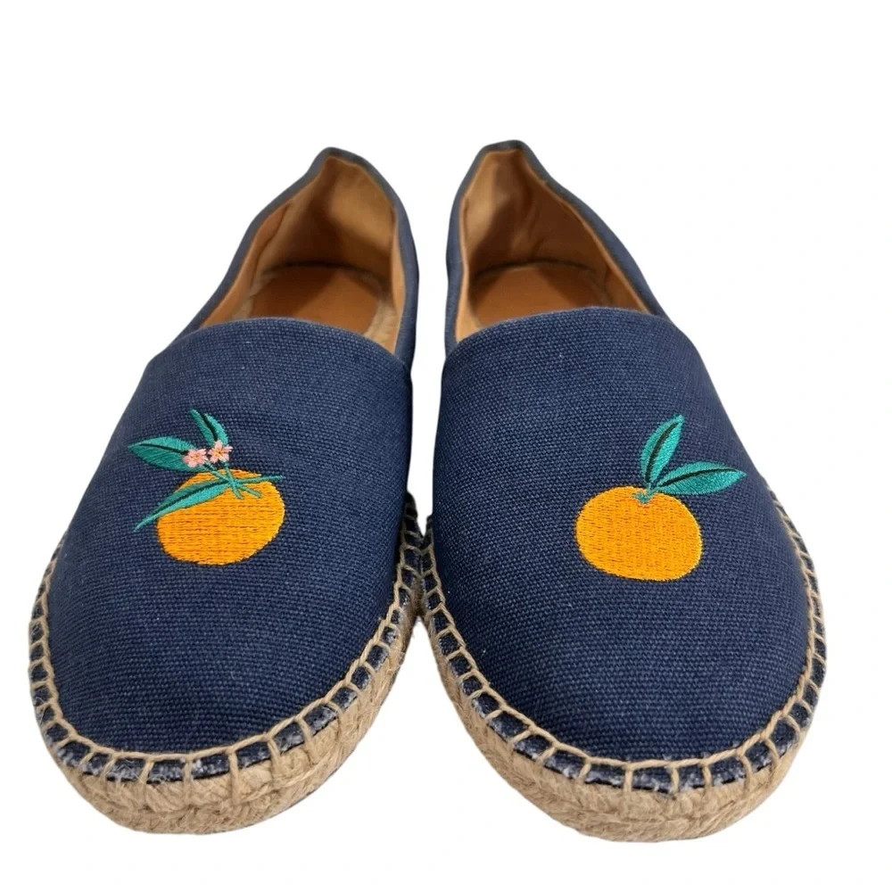 J Crew Embroidered Oranges Espadrille Flats